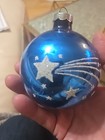 VTG Shiny Brite? Mercury Glass Blue Christmas Ornament Moon Stars Saturn Scene  — photo 2