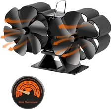 Fireplace Fan 12 Blades Heat Powered Home Stove Fan Non-electric Fuel Saving Eco