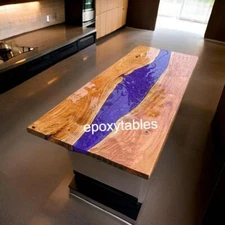 Blue Centerpiece Epoxy Resin Dining Table Top Kitchen Slab Desk Farmhouse Decors