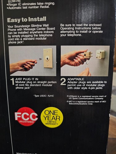 Teléfono de pared delgado Soundesign vintage con tablero de mensajes 7070IVY - Imagen 11 de 11