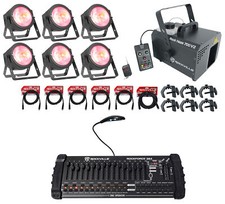 6 American DJ DOTZ PAR 100 RF COB Par Can Lights DMX Controller Hazer Cables