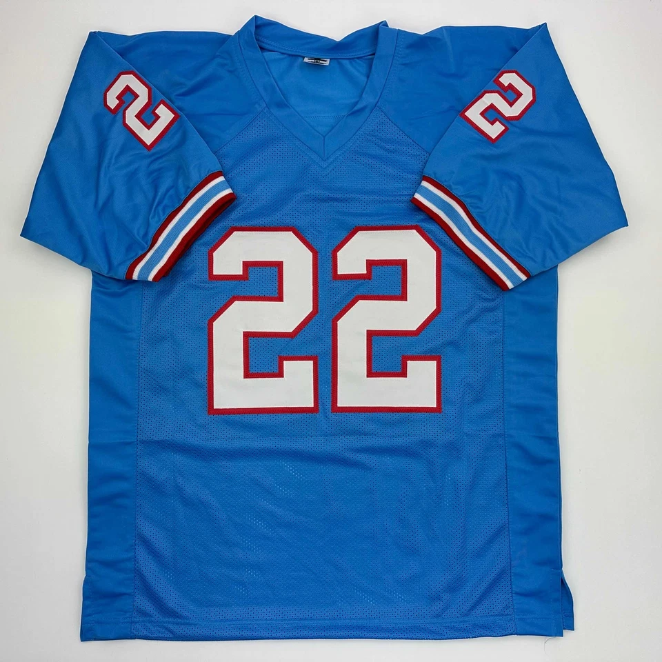 Camiseta deportiva retro azul claro autografiada/firmada Derrick Henry Tennessee certificado de autenticidad JSA Foto 4 de 4