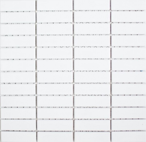 StäBchen Mosaik Fliese Keramik Weiß Matt Badewannenverkleidung MOS24-0111-image