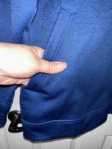 Adidas Para Hombre Grande Cremallera Sudadera con Capucha Chaqueta Bolsillos Azul Mármol Brazo Rayas Usada en Excelente Condición - Imagen 5 de 8