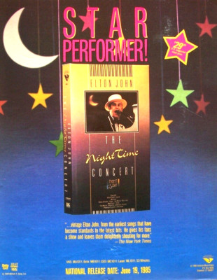 ELTON JOHN 1985 vintage  ADVERT NIGHT TIME CONCERT