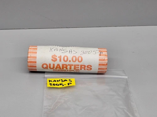 Roll of 2005 P Kansas State Quarters - unopened Dunbar Bank Roll