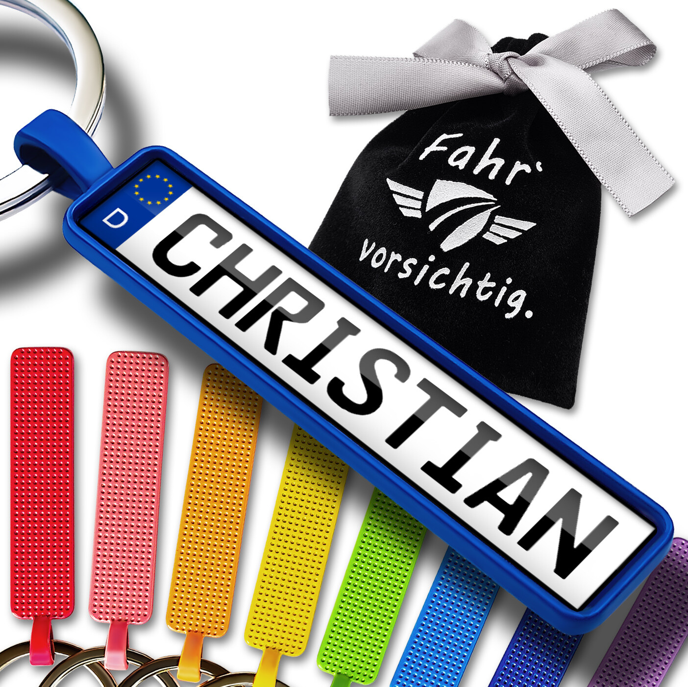 Schlüsselanhänger Name Kennzeichen Personalisiert Anhänger Bunt Auto Individuell