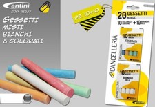 Confezione 20 Gessetti - 10 Bianchi - 10 Colorati Lavagna Scuola Bambini hmj