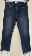 Worn Once ANINE BING Raw Hem Slit Back Cropped Denim 'Lara' Jeans, Size 32