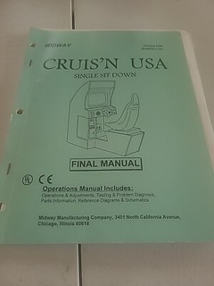 Midway CRUIS’N USA Arcade Video Game Manual- good used original