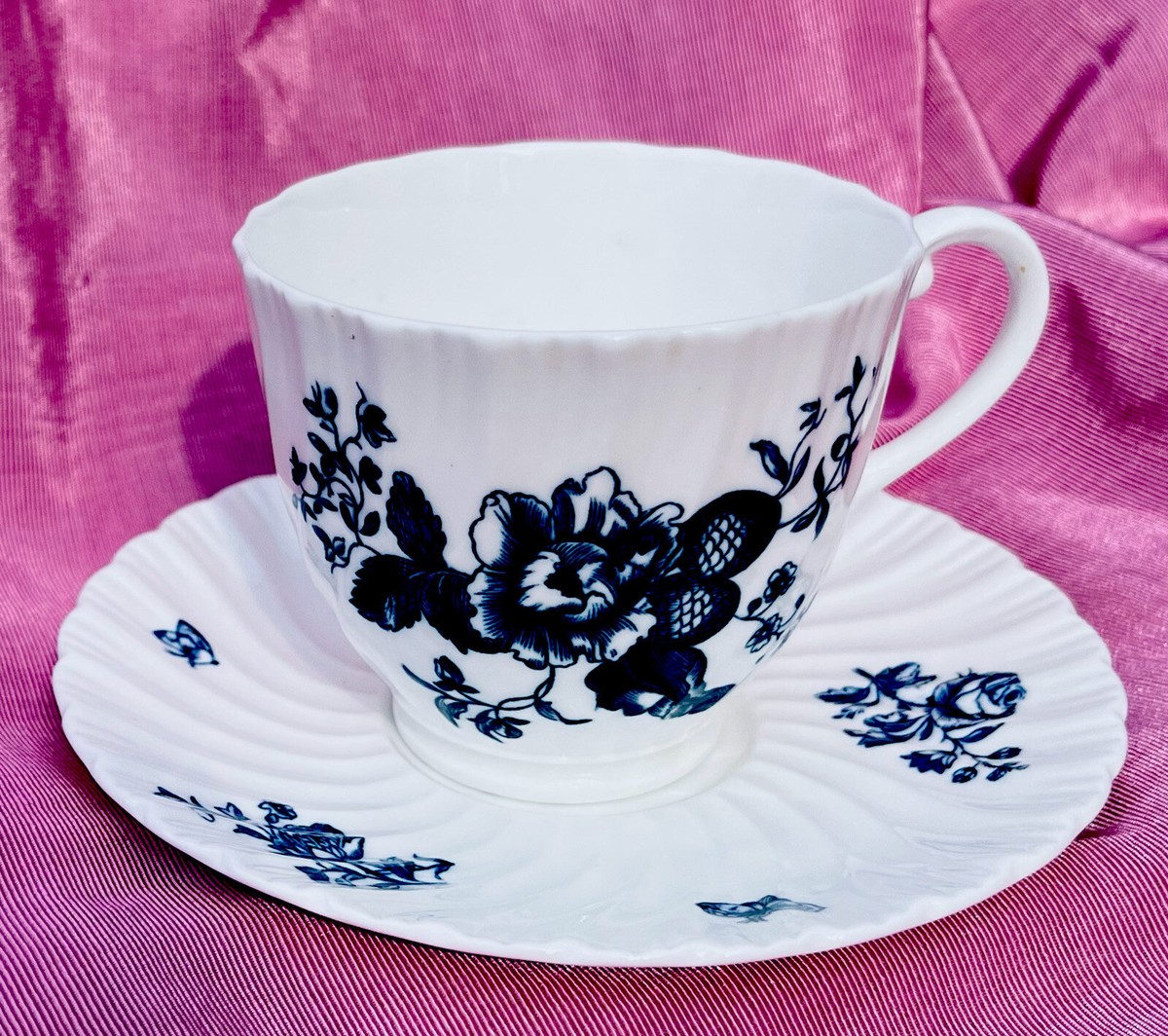工芸品 Worcester Cup&Saucer? Royal Worcester England 1913 Blue Sprays Cup and Saucer Set