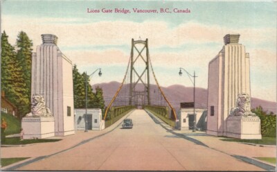 Lions Gate Bridge Vancouver B.C. Canada Vintage Postcard Spc12