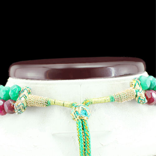 AMAZING MOST SELLING 602.00 CTS EARTH MINED RUBY & GREEN EMERALD BEADS NECKLACE - Imagen 3 de 3