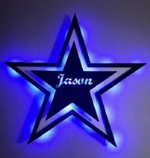 Star 3D Lighted Sign with Custom Name - Man Cave Bar Sign Cowboys fan Texas 