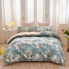 3pcs Duvet Covers Size Green Palm Leaf Fern Plant Plant Botanical Bedding Set
