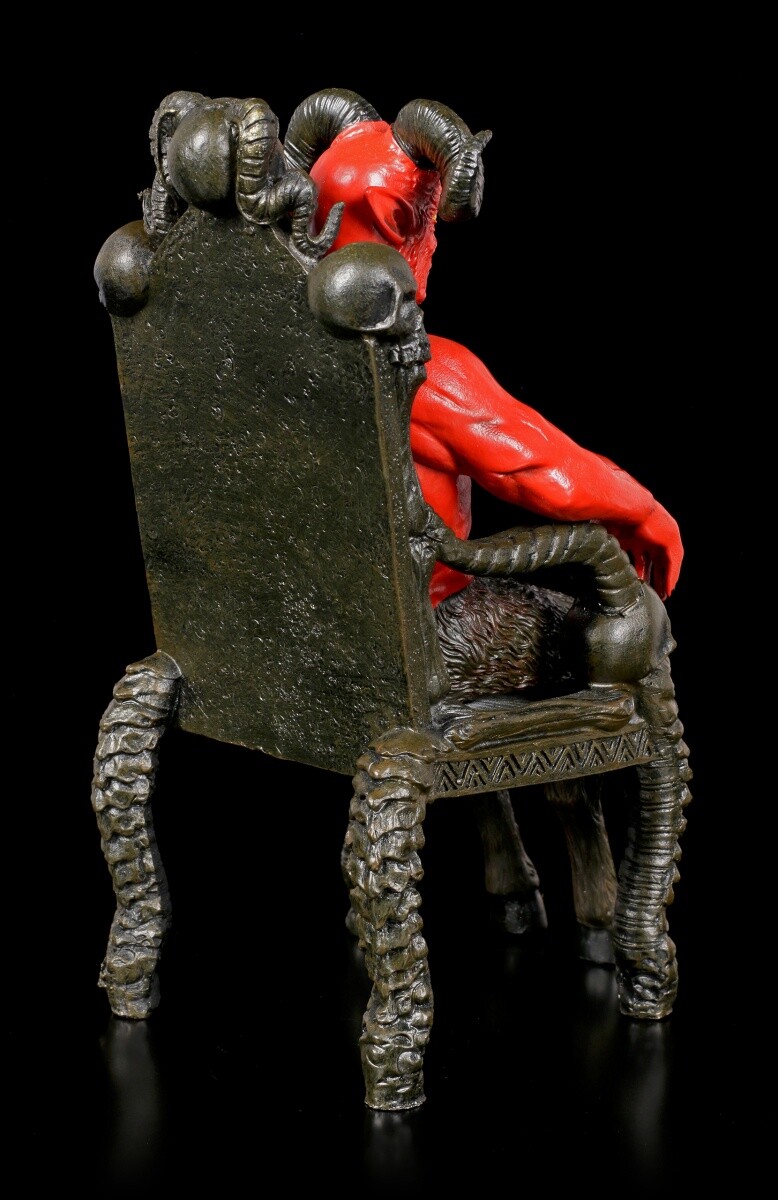 Satan Figur in Ziegengestalt sitzt auf Thron - Teufel Dämon