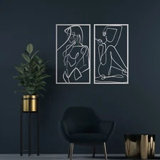 Minimalist Female Body Metal Wall Art - Abstract Woman Line Art Decor