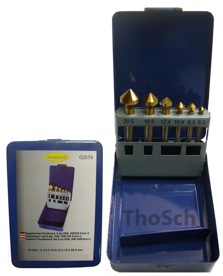 6 tlg Kegelsenker Satz Senkbohrer Bohrer Entgrater Set Senker HSS 90° 02574