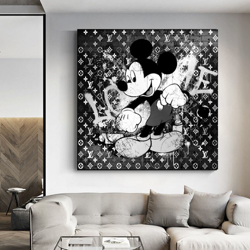 Tableau Toile Pop Art Minnie & Mickey Mouse - Avec Cadre, Tendance Moderne, Fait En Allemagne