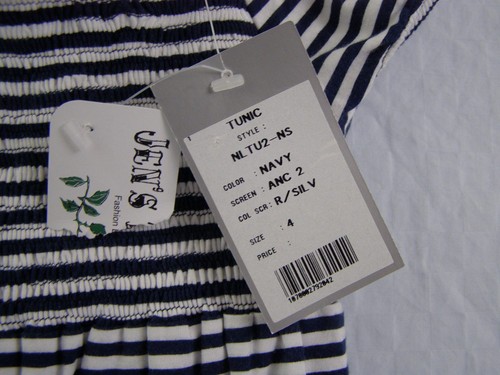 NEW Flowers by Zoe Blue & White Striped Dress w/ red anchor & rhinestones - Sz 4 - Picture 4 of 5