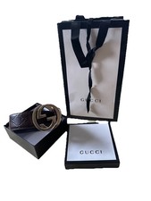 Gucci GG Embossed Logo  Size 36 Brown Cowhide Leather Gold Buckle  39’Italy