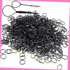 2000PCS Hair Bands Set Black: Small Soft Elastics for Girls 2 Topsy Tail Tools