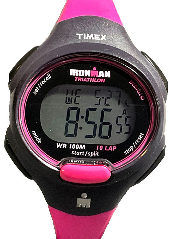 TIMEX IRONMAN TRIATHLON T5K25 WOMEN DIGITAL 34mm WATCH PINK-BLACK NEW BATTERY