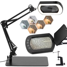 10x Magnifying Glass with Light, Dust Cover and Stand, 5 Color Modes Stepless...