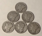 Lot of 6 Mercury Dimes 90% Silver all different dates sold for melt value