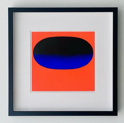 Original RUPPRECHT GEIGER Serigraphie Siebdruck Blauschwarz Auf Rot Ephemera Rar - Bild 1 von 3