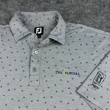 Footjoy Polo Shirt Mens XL Gray Geometric Pattern TPC Sawgrass Golf FJ