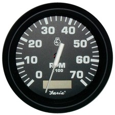 Faria Euro Black 4" Tachometer w/Hourmeter - 7,000 RPM Gas - Outboard 