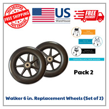Walker 6 in. Replacement Wheels Smooth Rolling High Quality Rubber, Set of 2