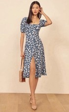 Reformation Beechwood Floral Short Sleeve Midi Dress in Tuli Blue Size 4