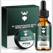 Beard Growth Kit - 2X Concentration Biotin for Men, Cedarwood