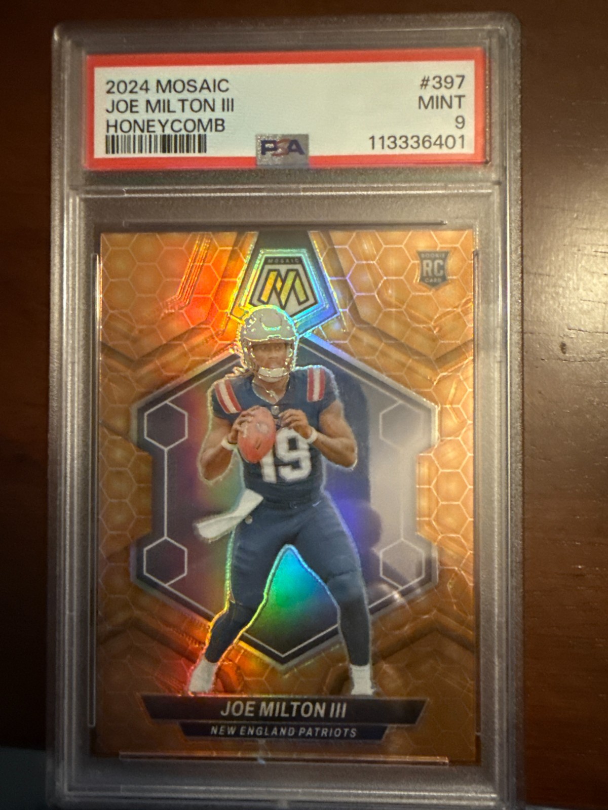 2024 Mosaic Joe Milton III Honeycomb RC #397 PSA 9 Mint Patriots SSP Case Hit