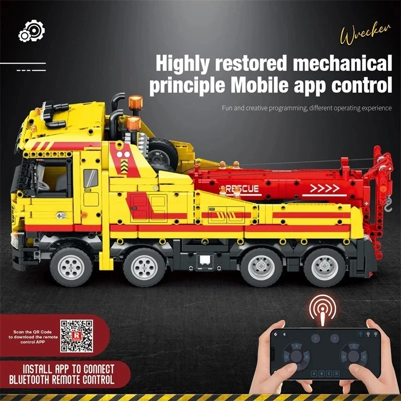 Motorized Wrecker Truck Building Blocks Remote Control Truck Christmas gift - Image 4 of 4