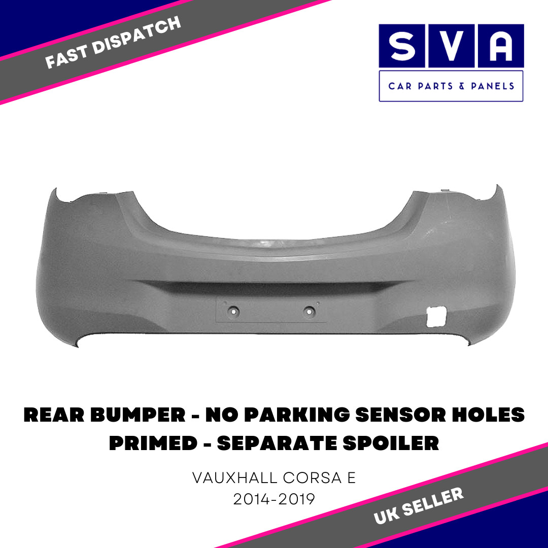 Rear Bumper Primed Separate Spoiler - Vauxhall Corsa E 2014-2019 Insurance Qlty