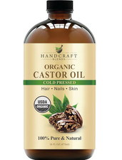 Cold-Pressed Organic Castor Oil in Glass Bottle - 16 Fl Oz - 100 Pure and Natur