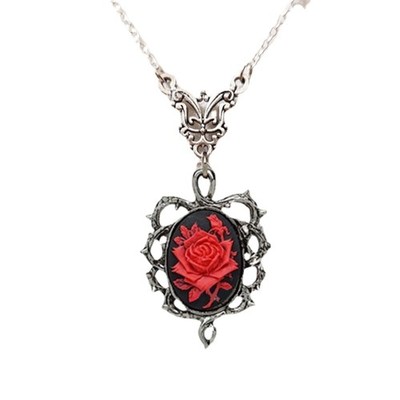 Retro Gothic Rose Necklace Victorian Necklace,Rose Pendant Necklace Jewelry