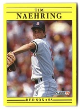 1991 Fleer 105 Tim Naehring Jumbo Pack version ends with Miami (Ohio) University