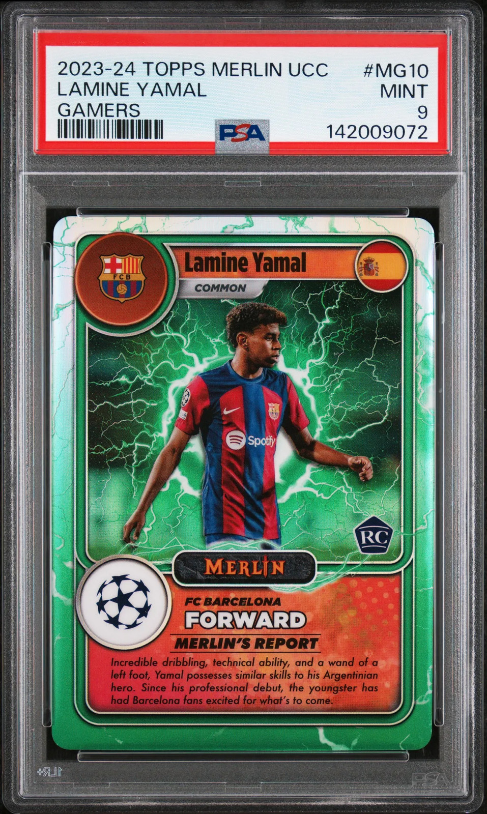 2023-24 Topps Merlin UEFA Club Competitions Merlin's Gamers Lamine Yamal PSA 9