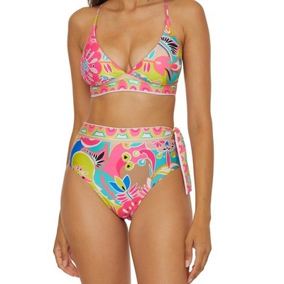 Trina Turk Banded High-Waist Bottom and Reversible Bikini Top Venus Size 8