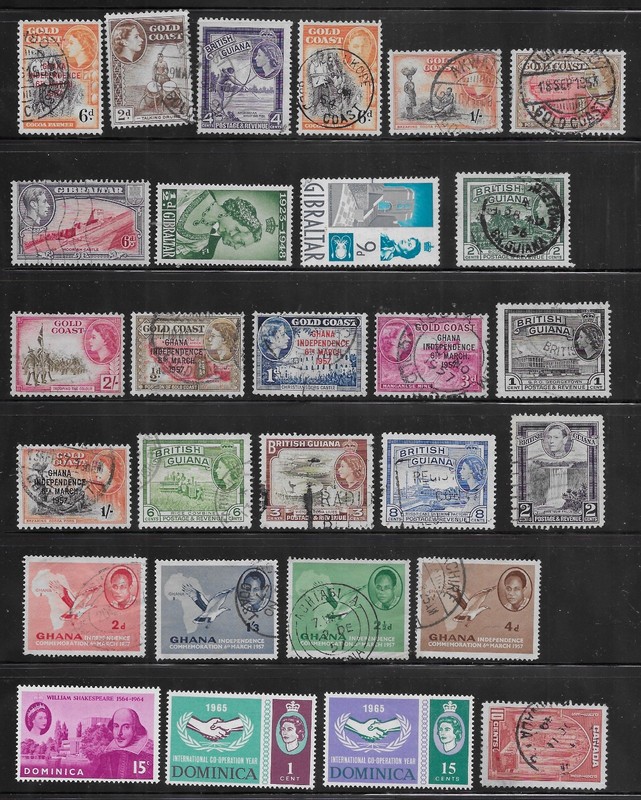 28 British Colonies Stamps from Quality Old Antique Album