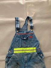 Dickies Reflective Dungarees Bib Overalls  Men 36” Waist Denim Blue Small 7433