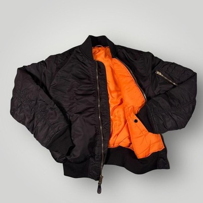 Vintage Alpha Industries Jacket Mens Medium Black MA-1 Bomber Flight USA 60s