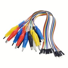MTDELE 20 Pcs breadboard Jumper Wires with Alligator Clips Male and Female Co...