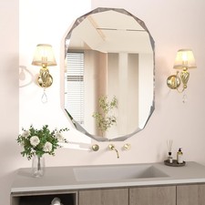 Bathroom Mirror for Wall, 20" x 28" Vanity Mirror Beveled Edge Frameless Oval...