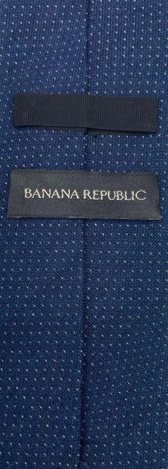 Corbata de algodón para hombre Banana Republic ~ azul ~ micro punto ~ ¡delgada! Foto 4 de 4