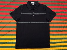 Calvin Klein Jeans Liquid Cotton Knit Polo Black w Stripes Mens Small Golf Shirt